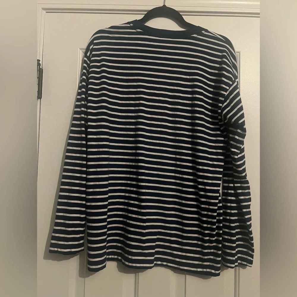 J Crew Navy/White Striped Women's Top-M - Picture 5 of 6